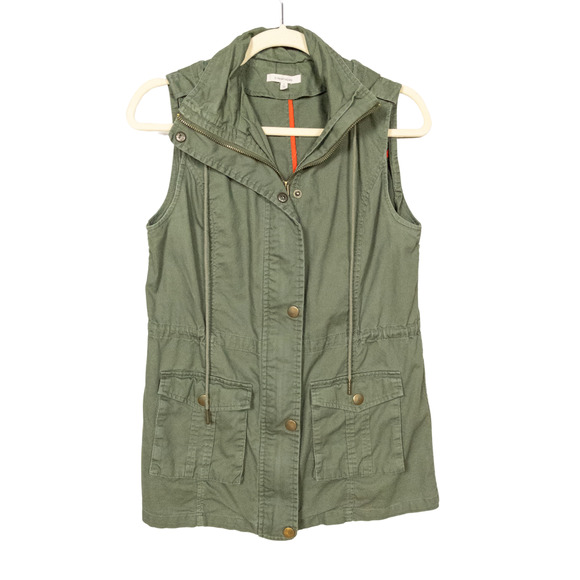 41 HAWTHORN Stitch Fix Olive Green Jahana Hooded Cargo Vest Women's Small - Picture 1 of 5